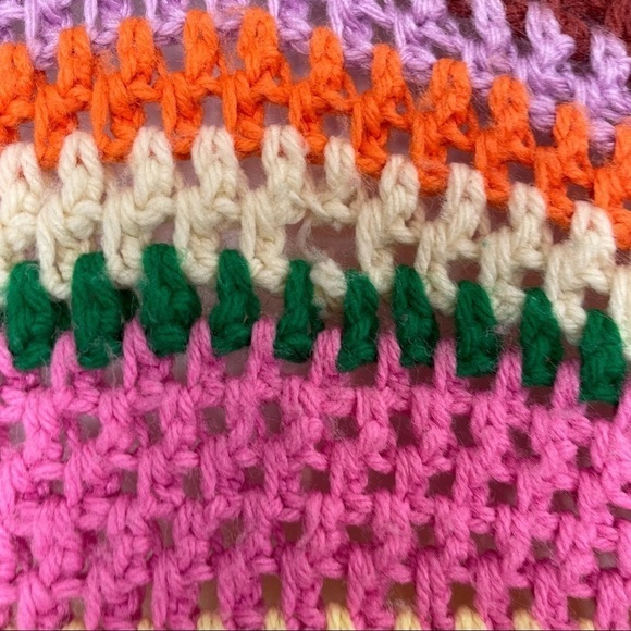 Throw Blanket Crochet Handmade Colorfol Tassles Small Throw - Picture 2 of 7